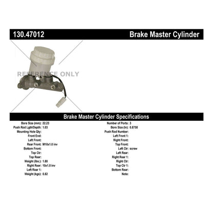 Centric Parts Premium Brake Master Cylinder 130.47012