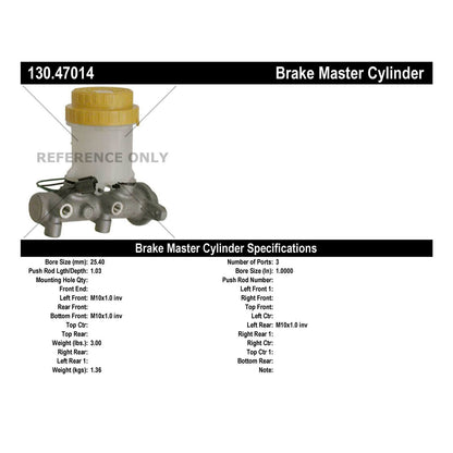 Centric Parts Brake Master Cylinder Premium for 1990-1994 Subaru Legacy 130.47014
