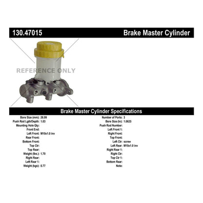 Centric Parts Brake Master Cylinder Premium for 1990-1995 Subaru Legacy, SVX 1992-1997 130.47015