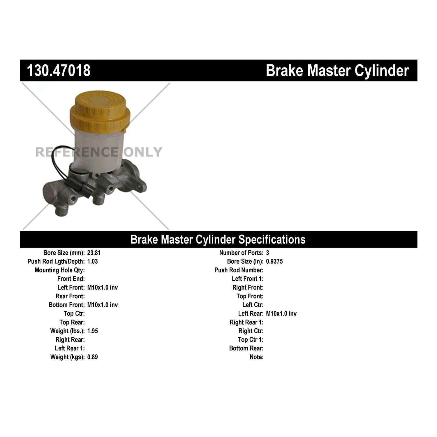 Centric Parts Premium Brake Master Cylinder 130.47018