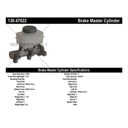 Centric Parts Brake Master Cylinder Premium for Subaru Impreza 1998-2001 Legacy 1998-1999 130.47022