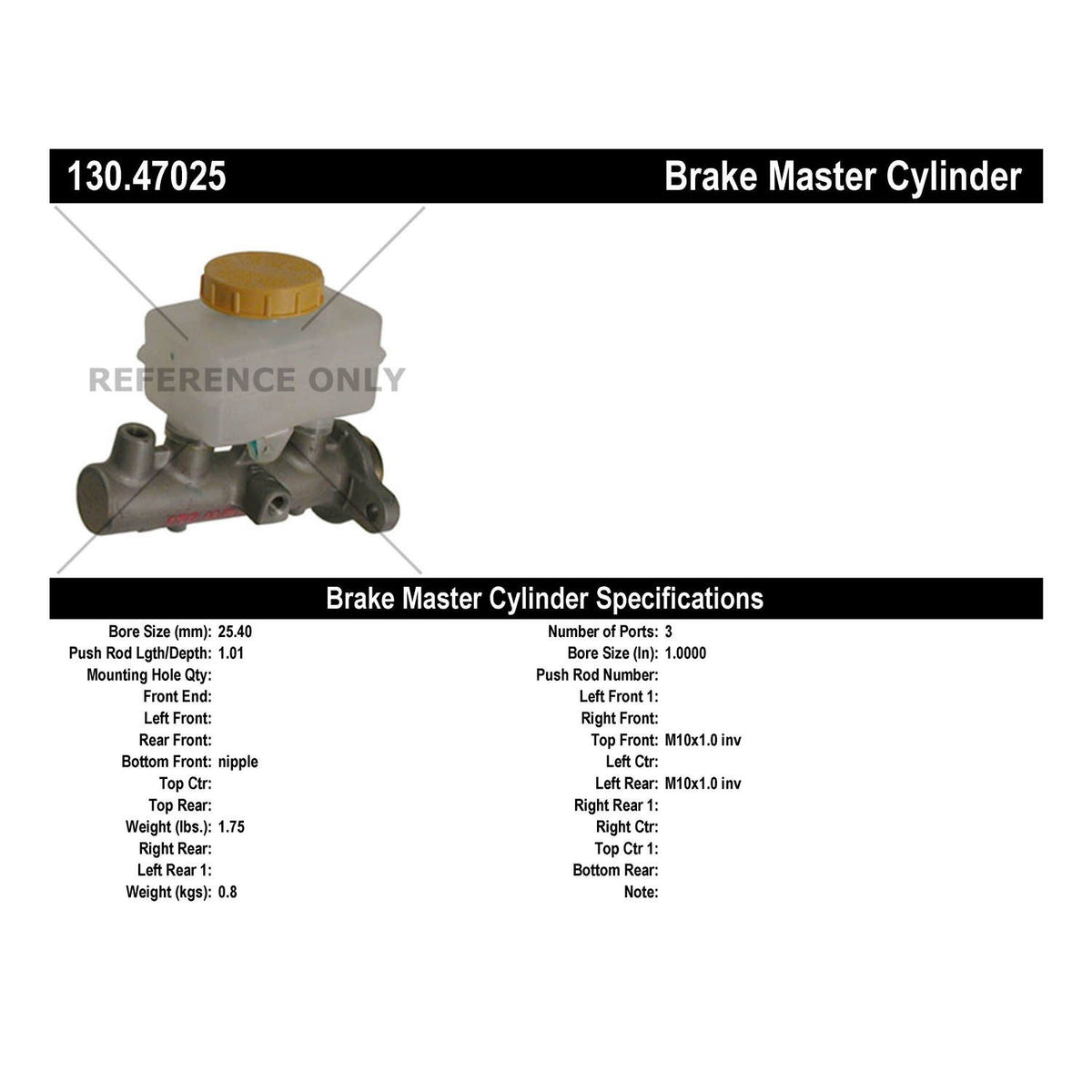 Centric Parts Premium Brake Master Cylinder 130.47025
