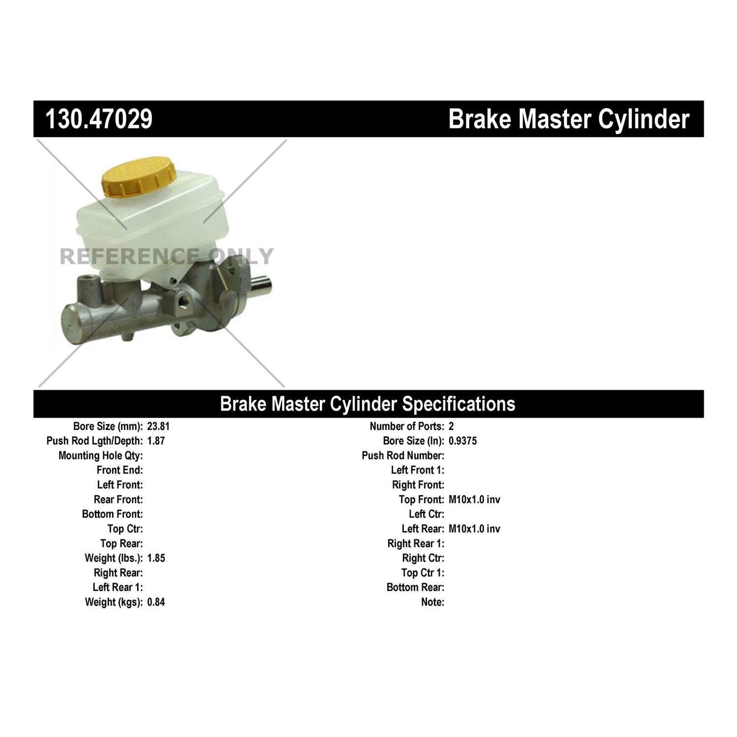 Centric Parts Premium Brake Master Cylinder 130.47029
