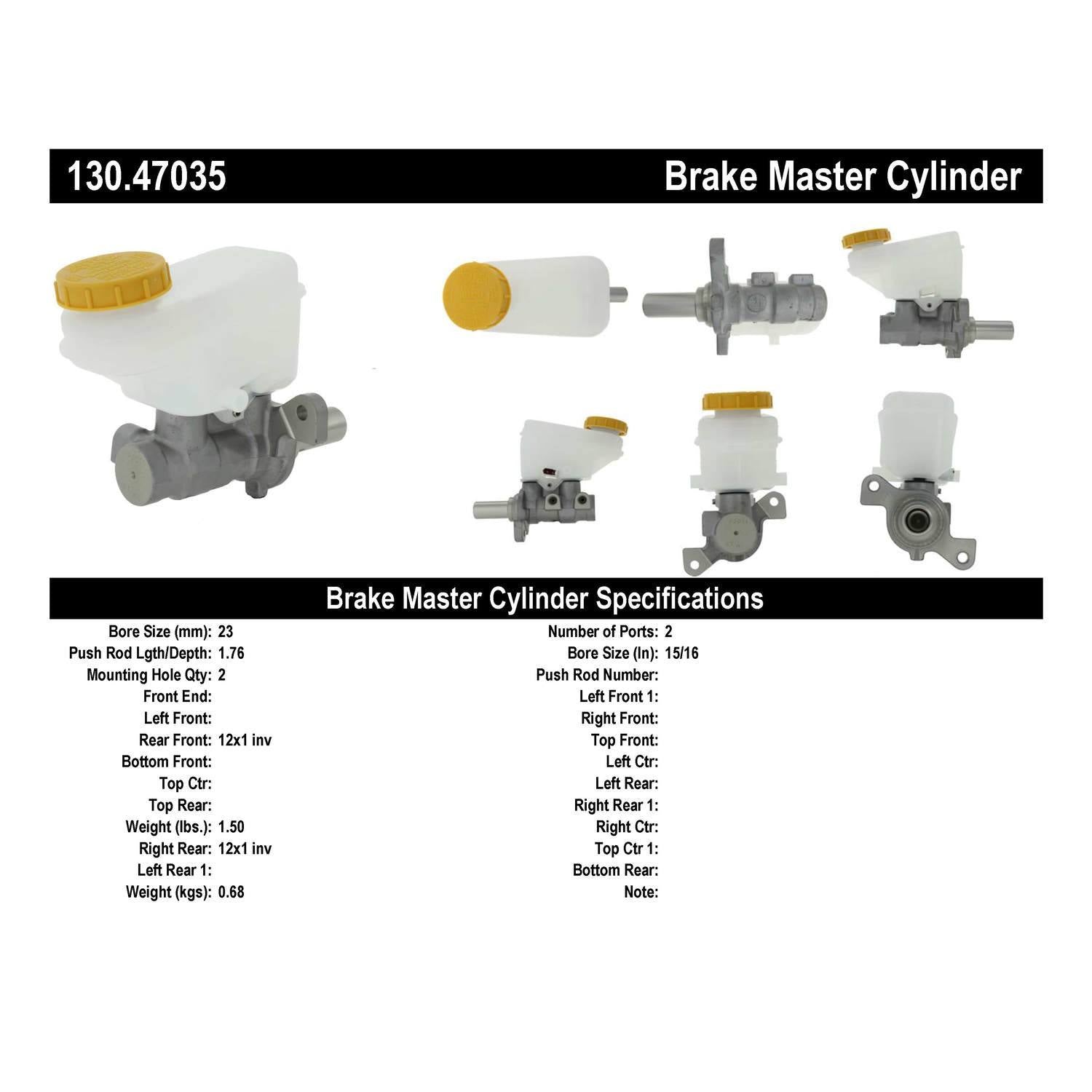 Centric Parts Premium Brake Master Cylinder 130.47035