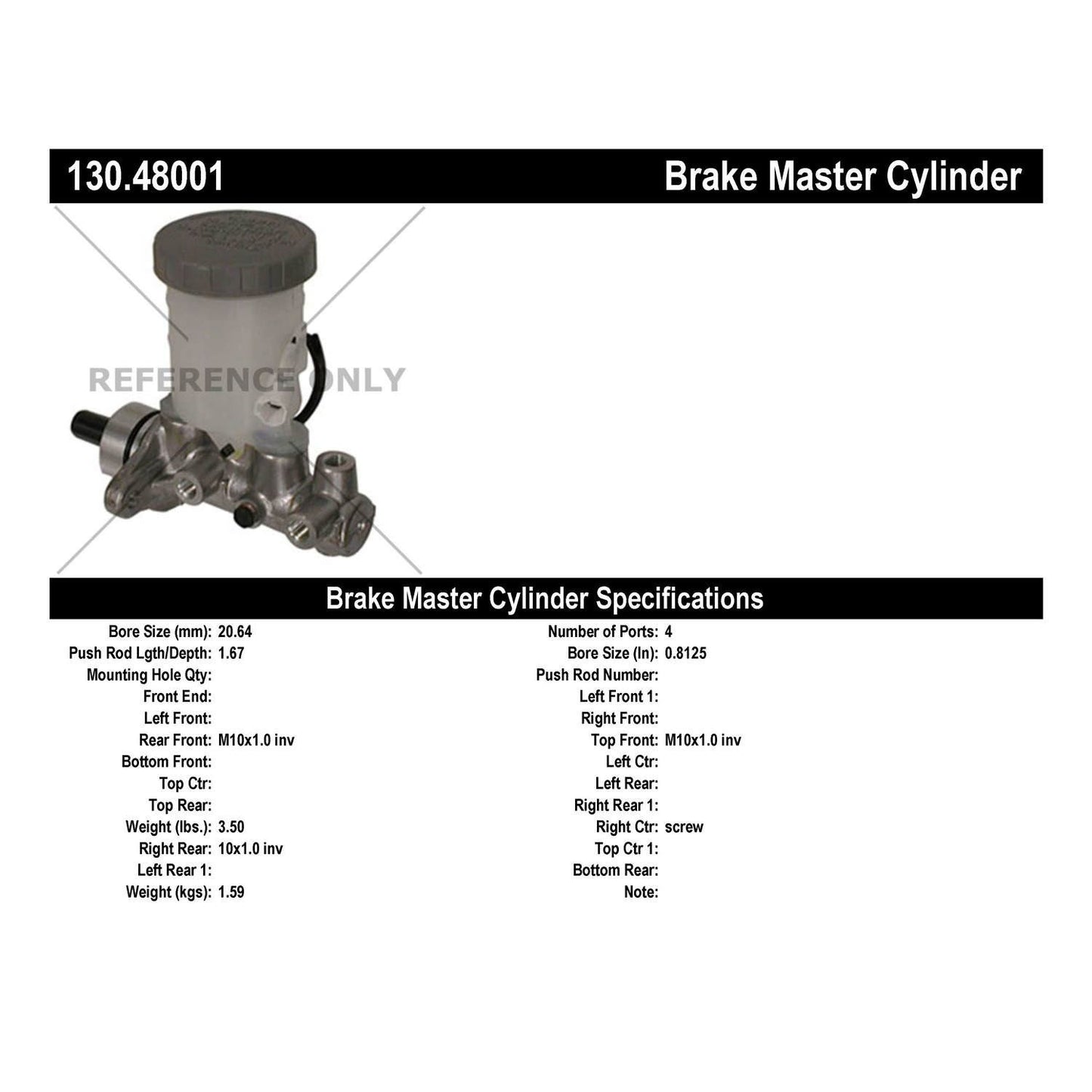 Centric Parts Brake Master Cylinder Premium for 1989-1994 Geo Metro Suzuki Swift 130.48001