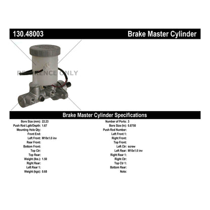 Centric Parts Brake Master Cylinder Premium for 1988-1995 Suzuki Samurai 130.48003