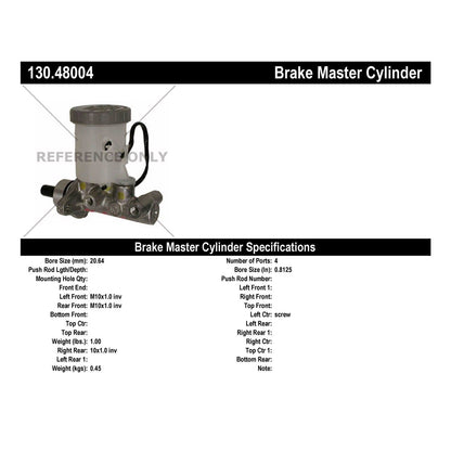 Centric Parts Brake Master Cylinder Premium for Geo Tracker 1990-1989 Suzuki Sidekick 1990-1989 130.48004