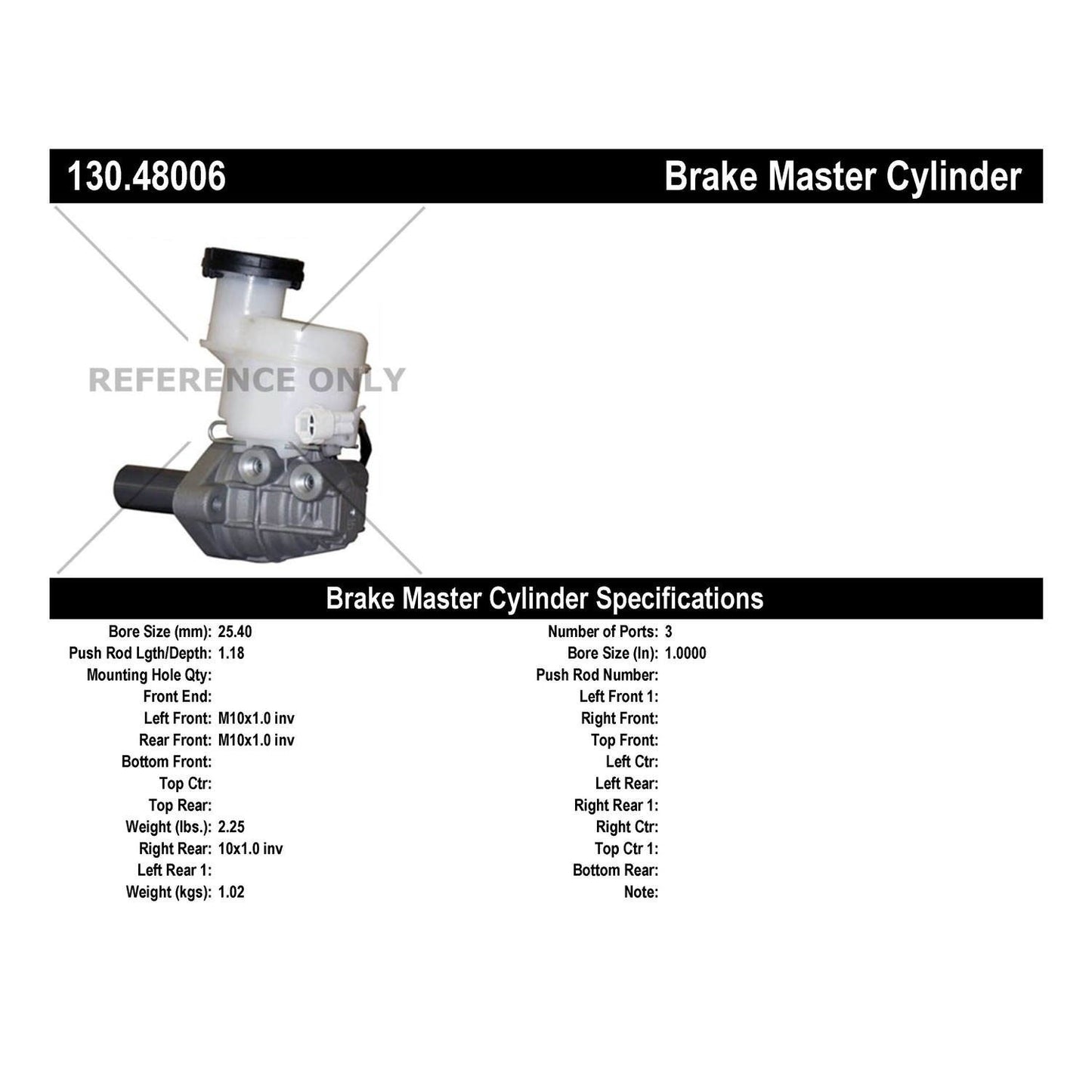 Centric Parts Brake Master Cylinder Premium for 1991-1995 Suzuki Sidekick 130.48006