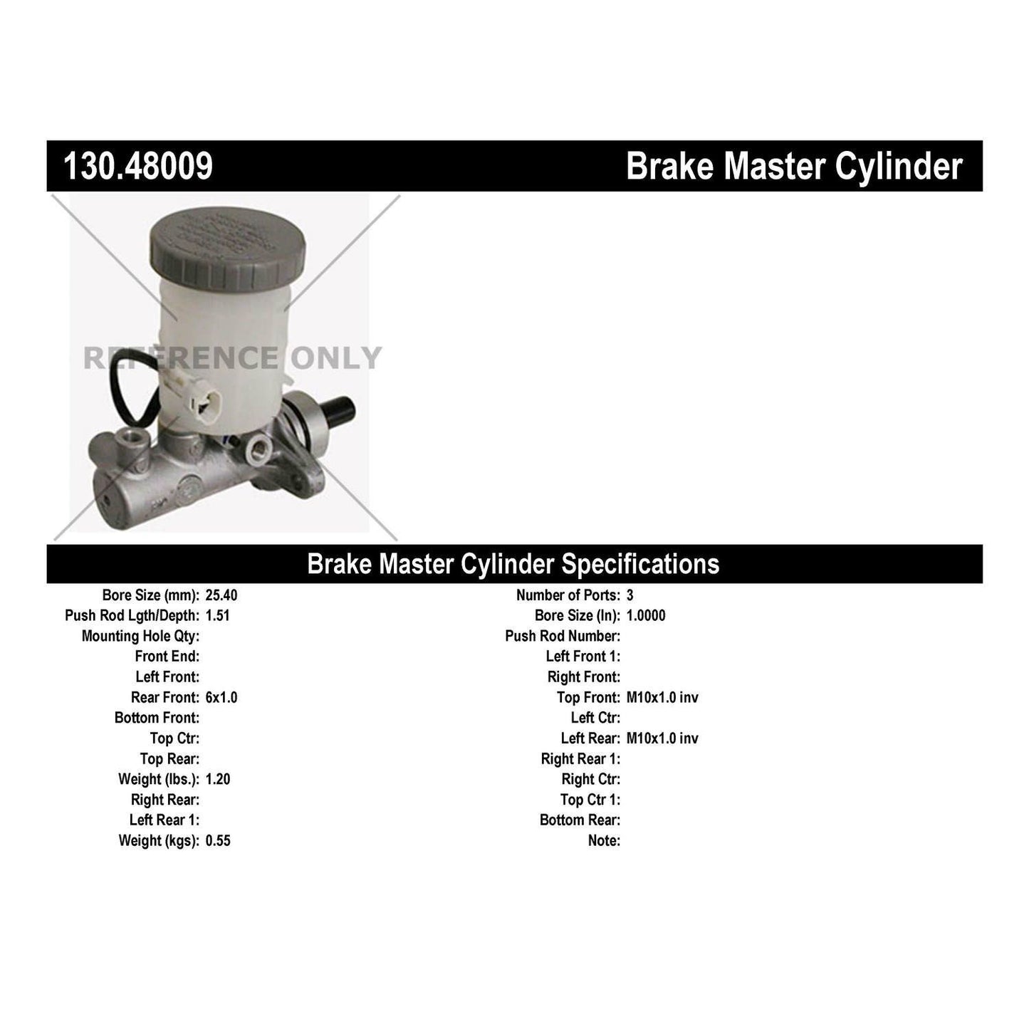Centric Parts Premium Brake Master Cylinder 130.48009