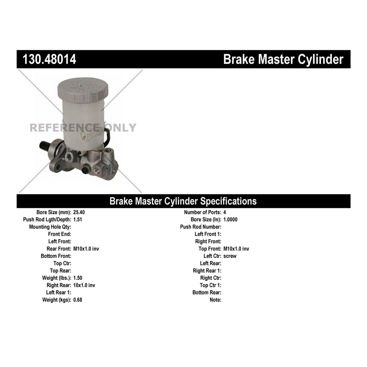 Centric Parts Brake Master Cylinder Premium for 1996-1998 Suzuki Sidekick 130.48014