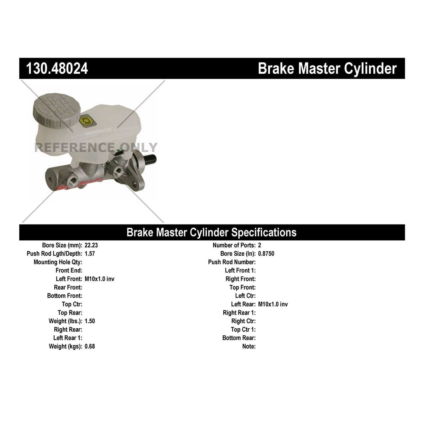 Stoptech Centric Premium Brake Master Cylinder 130.48024