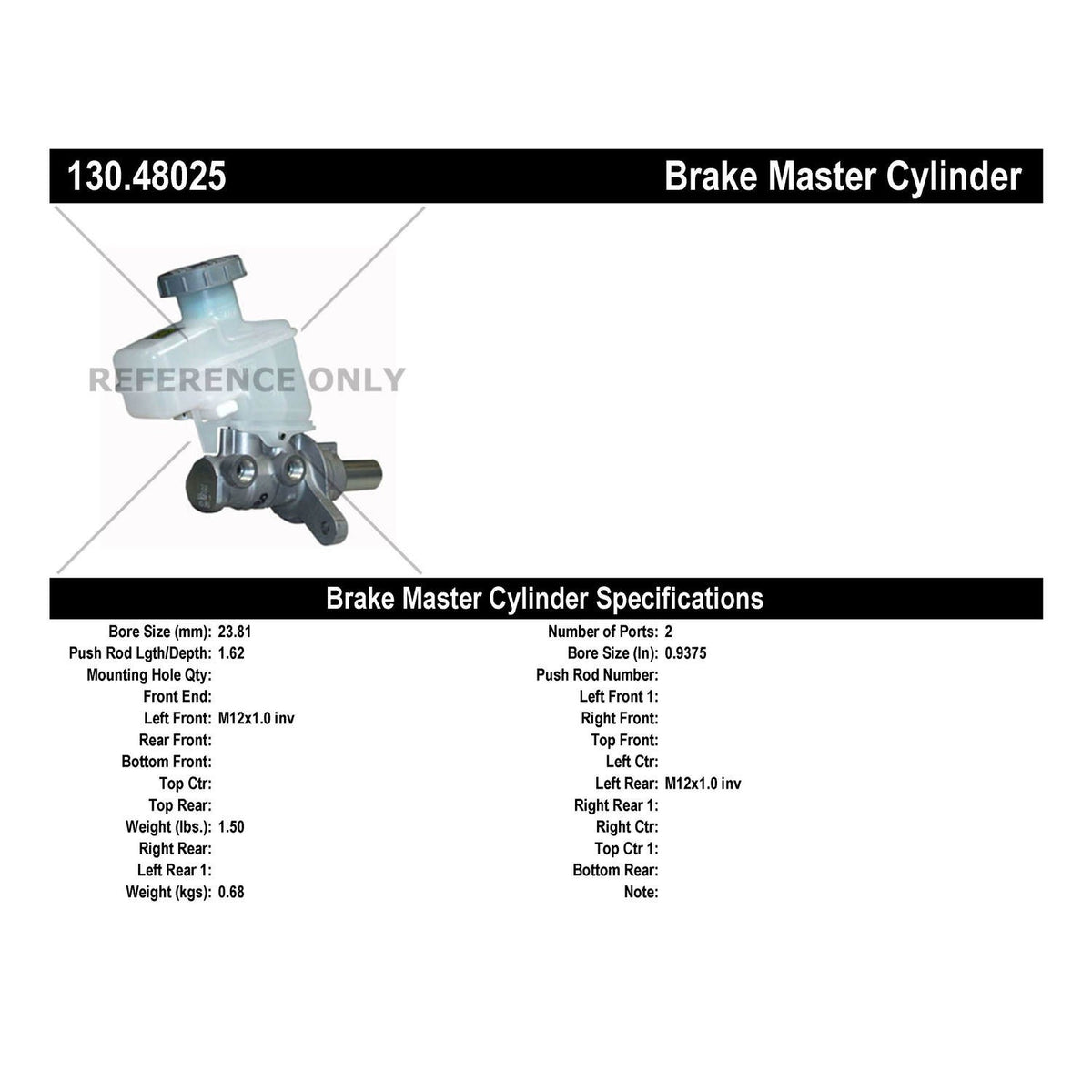 Centric Parts Brake Master Cylinder Premium 130.48025