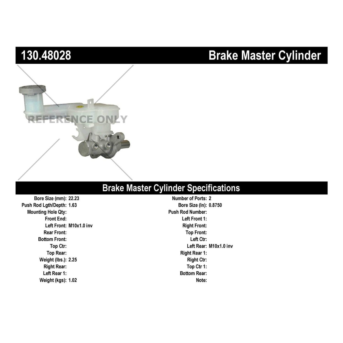 Centric Parts Brake Master Cylinder Premium for OEM fit 130.48028