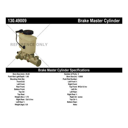 Centric Parts Brake Master Cylinder Premium 130.49009
