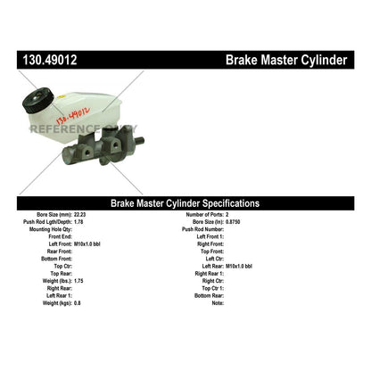 Stoptech Centric Premium Brake Master Cylinder 130.49012