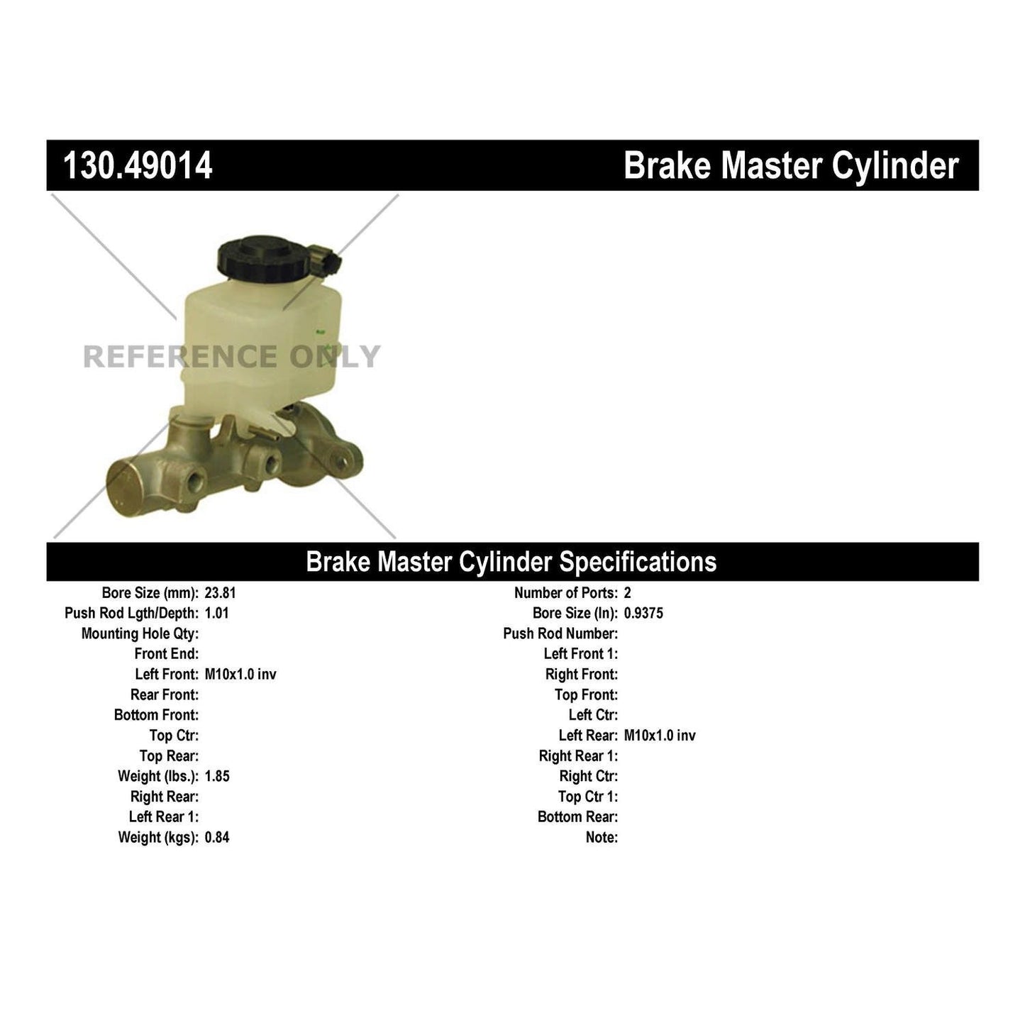 Centric Parts Brake Master Cylinder Premium 130.49014