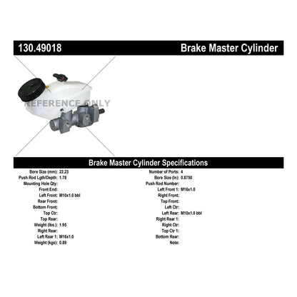 Centric Parts Premium Brake Master Cylinder 130.49018