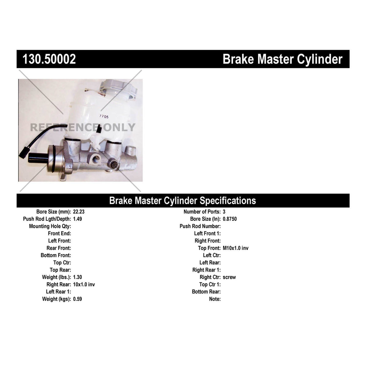 Centric Parts Premium Brake Master Cylinder 130.50002