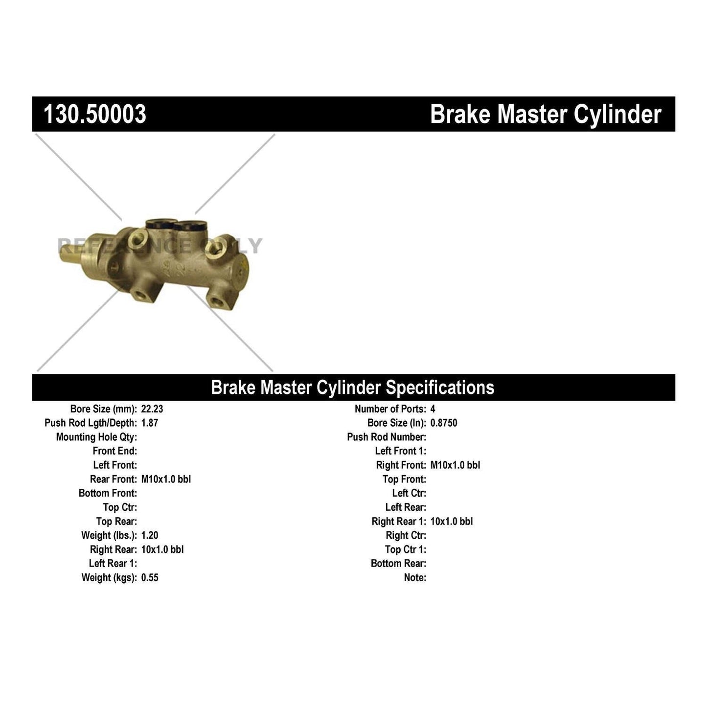 Centric Parts Brake Master Cylinder Premium 130.50003
