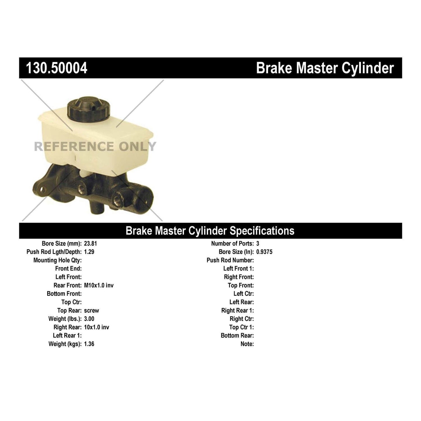 Centric Parts Brake Master Cylinder Premium with Original Aluminum Casting Body Design 130.50004