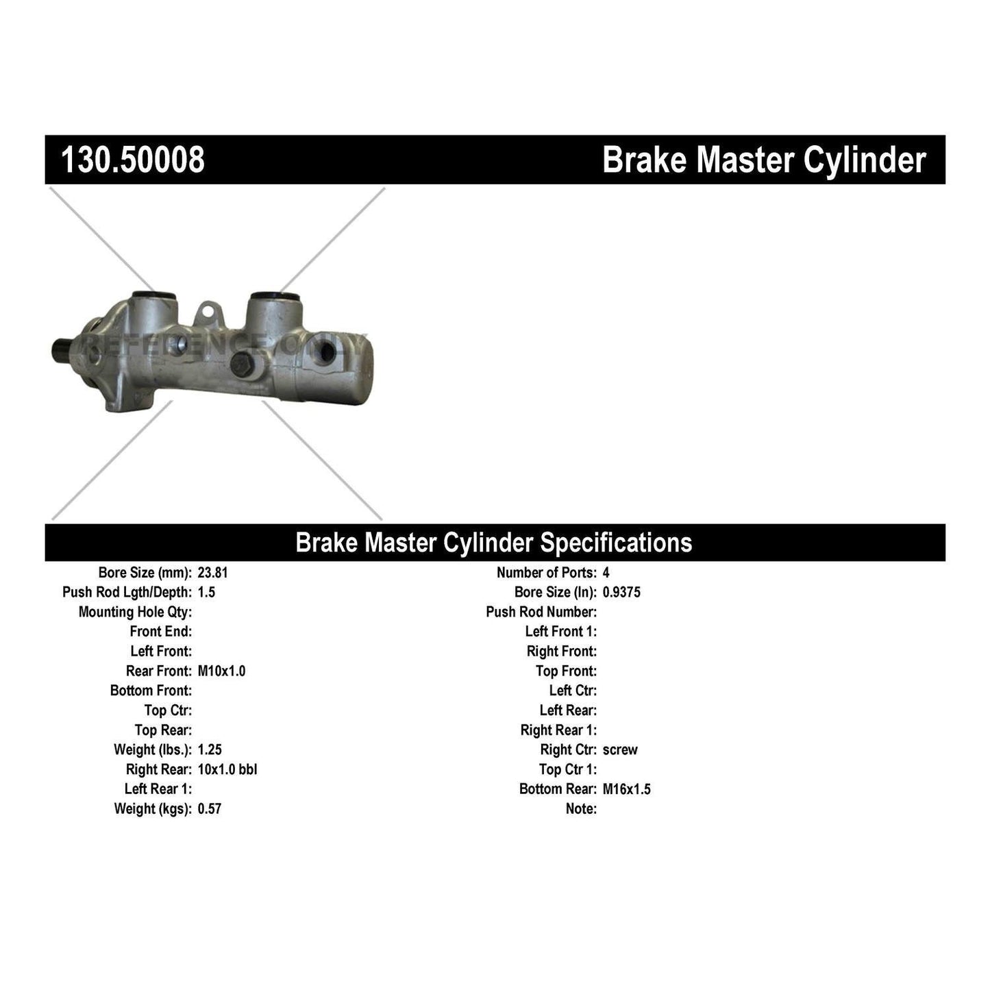 Centric Parts Brake Master Cylinder Premium 130.50008