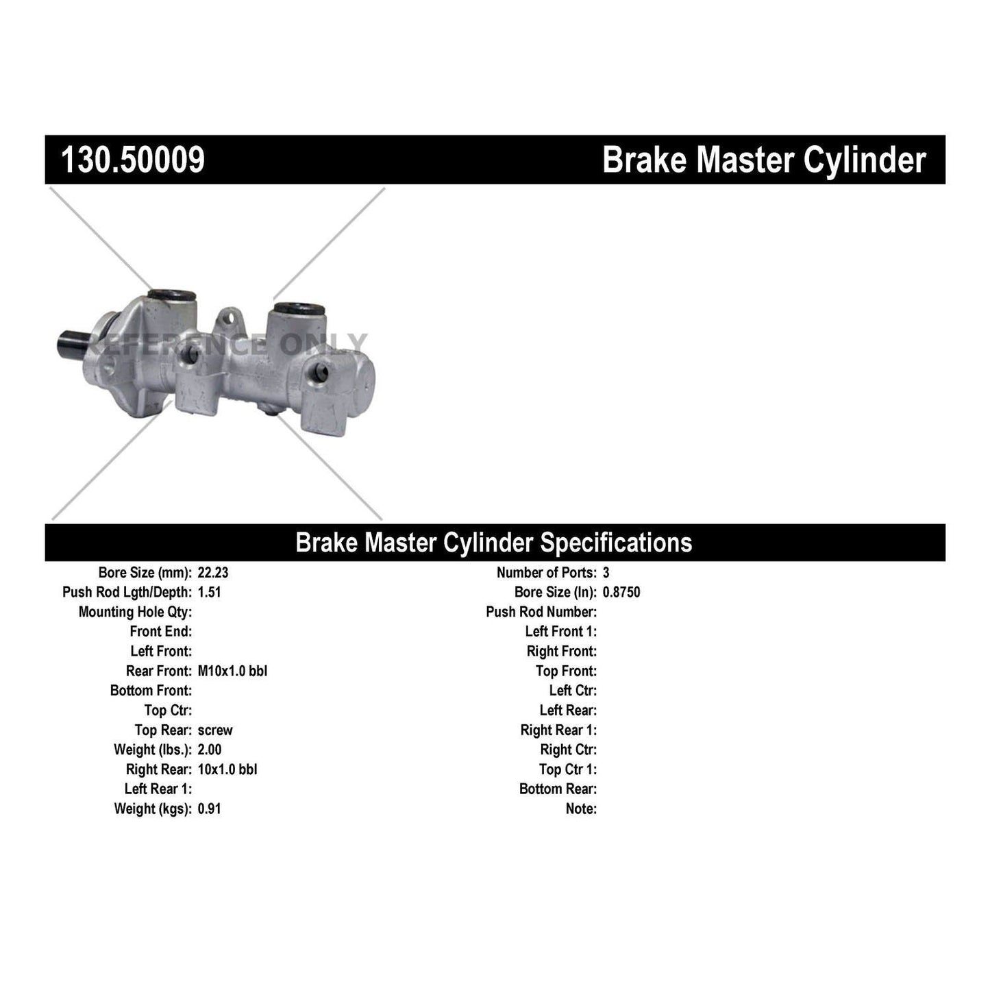Centric Parts Premium Brake Master Cylinder 130.50009