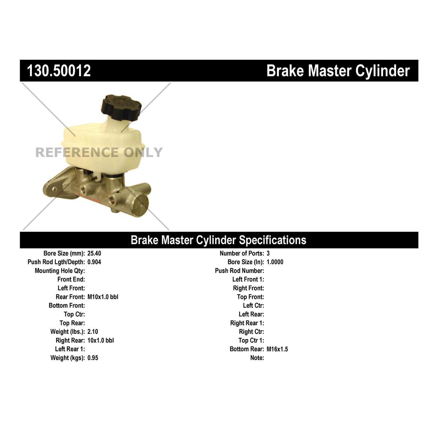 Centric Parts Brake Master Cylinder Premium 130.50012