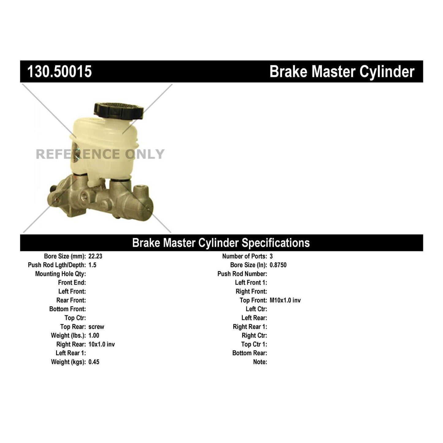 Centric Parts Brake Master Cylinder Premium 130.50015