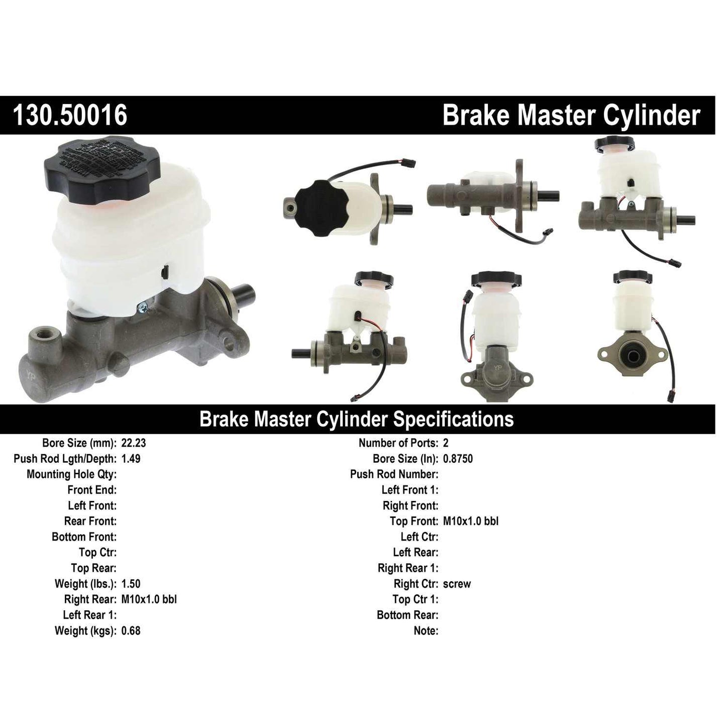 Centric Parts Brake Master Cylinder Premium 130.50016