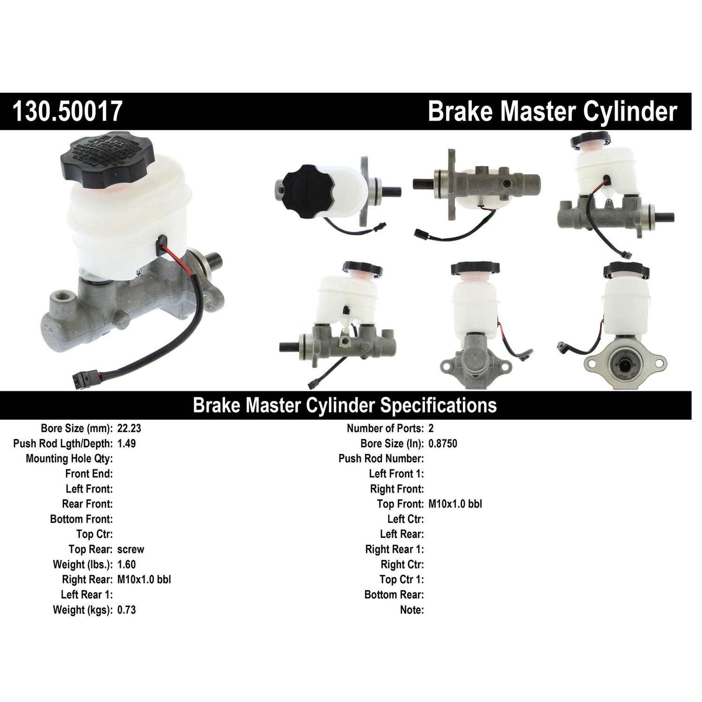 Centric Parts Premium Brake Master Cylinder 130.50017