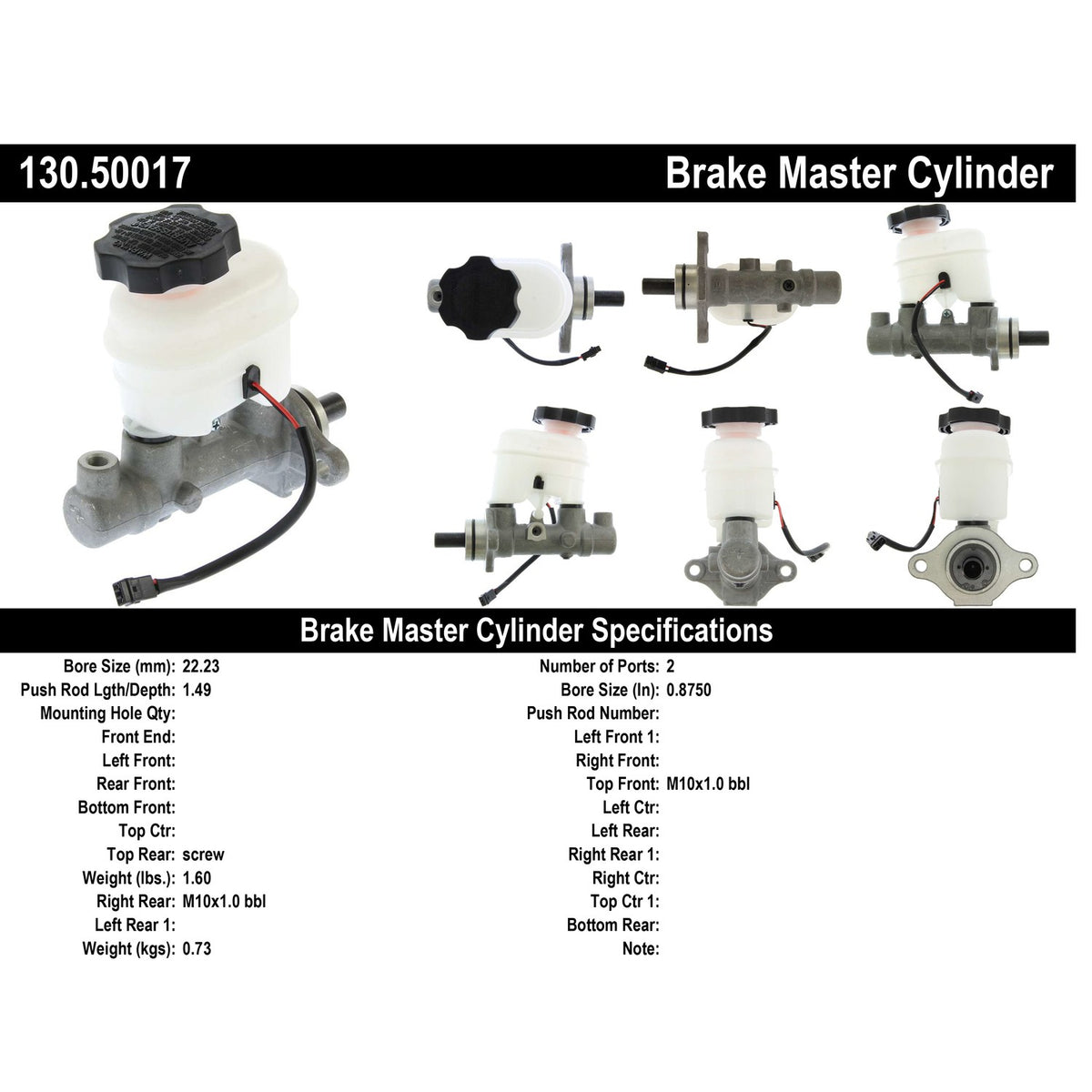 Centric Parts Brake Master Cylinder 130.50017