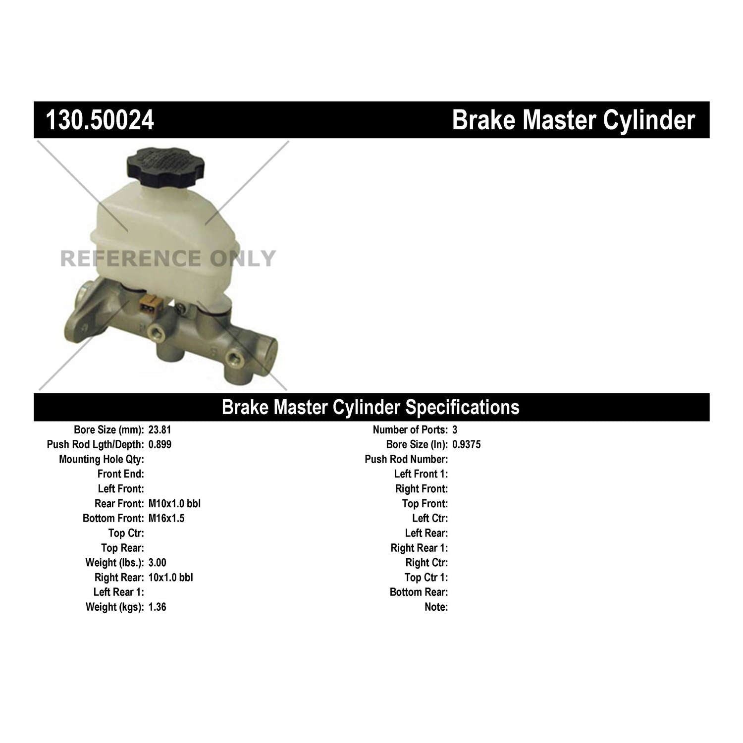 Centric Parts Premium Brake Master Cylinder 130.50024