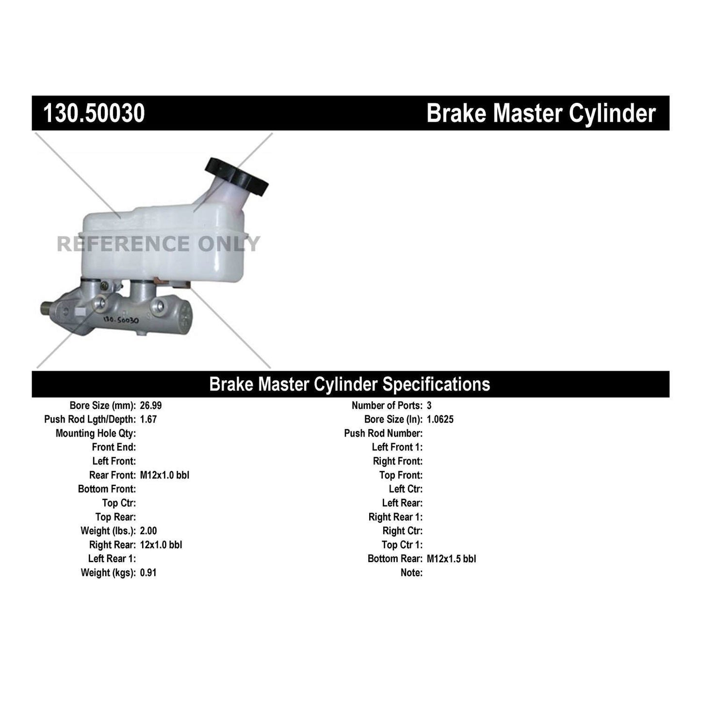 Centric Parts Premium Brake Master Cylinder 130.50030