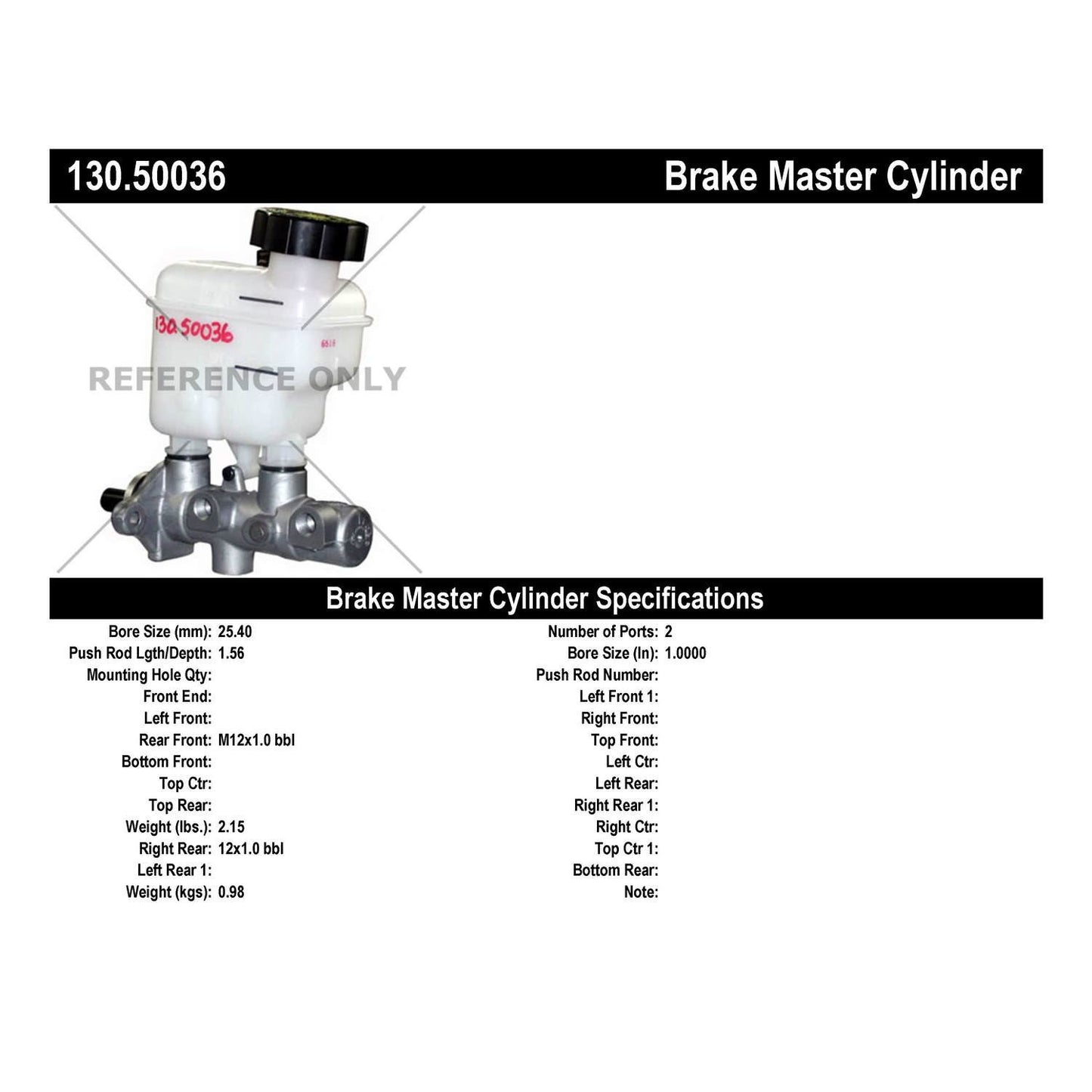 Stoptech Centric Premium Brake Master Cylinder 130.50036