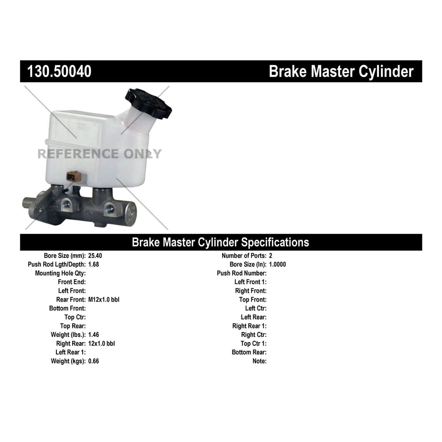 Centric Parts Premium Brake Master Cylinder 130.50040