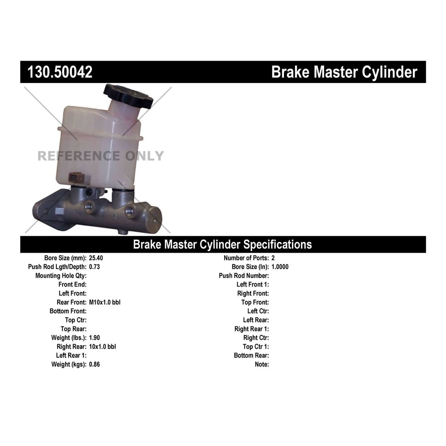 Centric Parts Brake Master Cylinder Premium 130.50042
