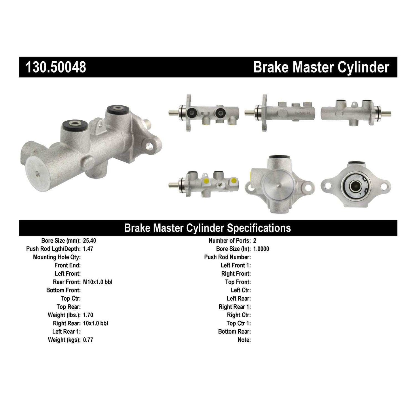 Centric Parts Premium Brake Master Cylinder 130.50048
