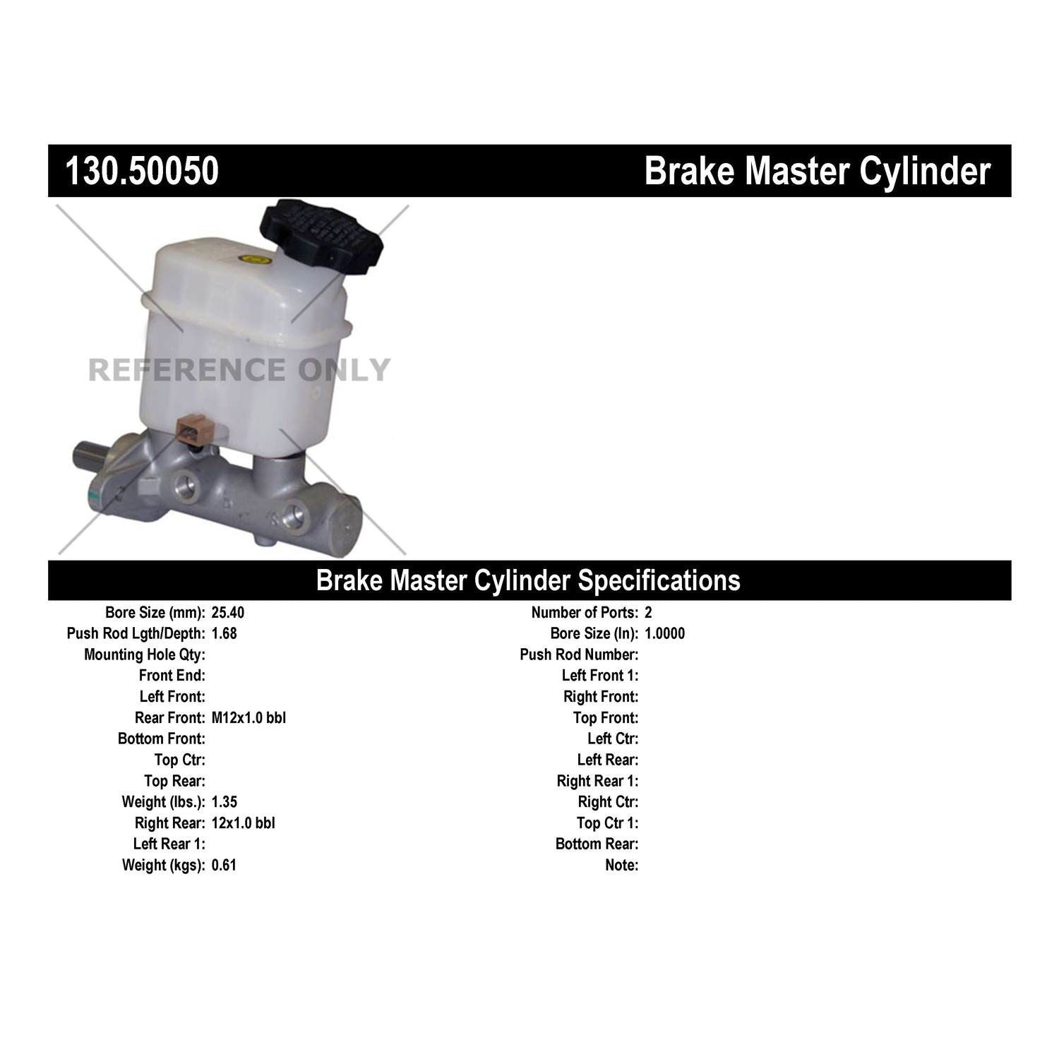 Centric Parts Premium Brake Master Cylinder 130.50050