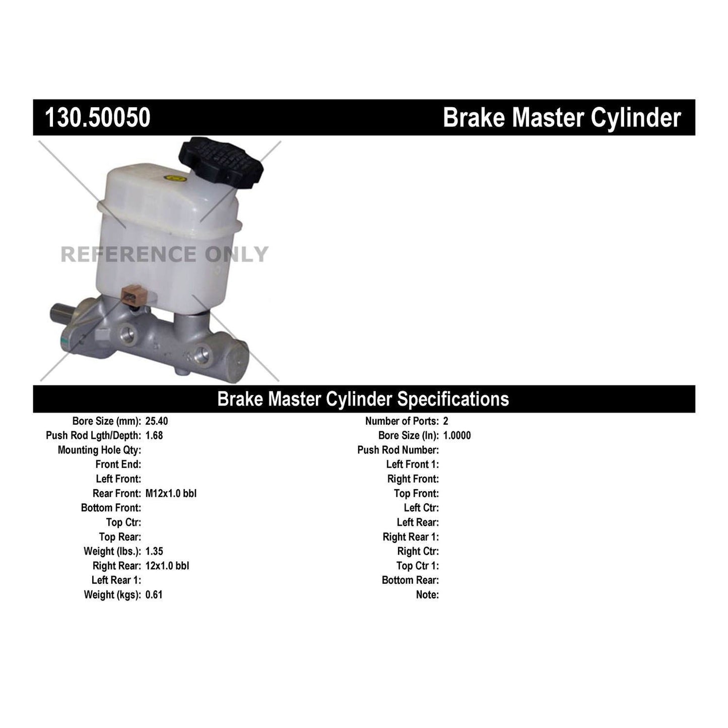 Centric Parts Brake Master Cylinder Premium 130.50050