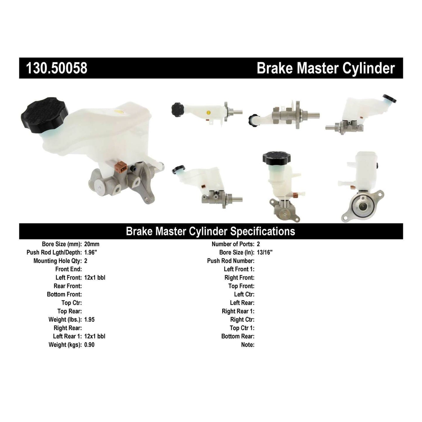 Centric Parts Brake Master Cylinder Premium 130.50058