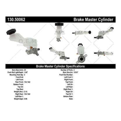 Stoptech Centric 15-16 Kia Sedona Premium Brake Master Cylinder 130.50062