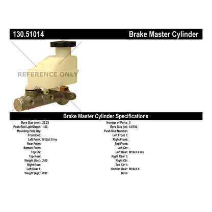 Centric Parts Brake Master Cylinder Premium for 2000-1997 Hyundai Elantra 2001-1997 Tiburon 130.51014
