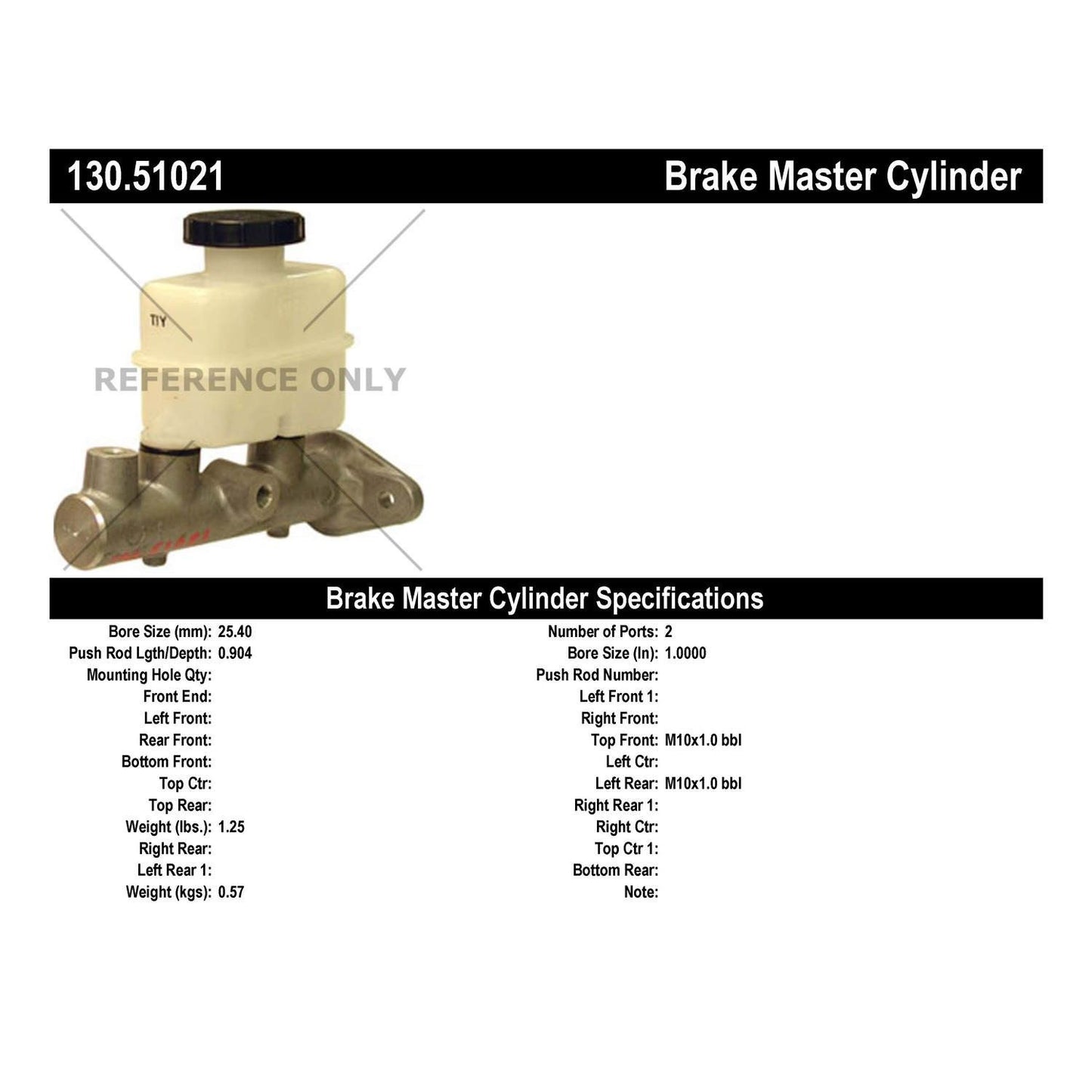 Centric Parts Premium Brake Master Cylinder 130.51021