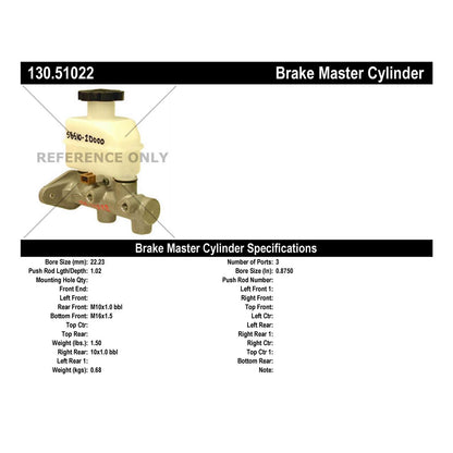 Centric Parts Brake Master Cylinder Premium for 2001-2003 Hyundai Elantra 130.51022