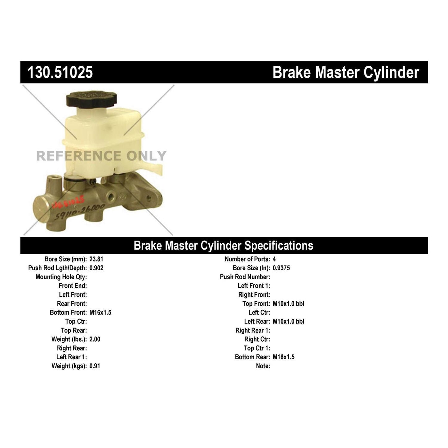 Centric Parts Brake Master Cylinder Premium for 2001-2005 Hyundai Santa Fe 130.51025