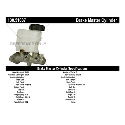 Centric Parts Premium Brake Master Cylinder for 2009-2005 Hyundai Sonata, Kia Magentis 2010-2005, Optima 2008-2006 130.51037