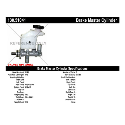 Centric Parts Premium Brake Master Cylinder 130.51041