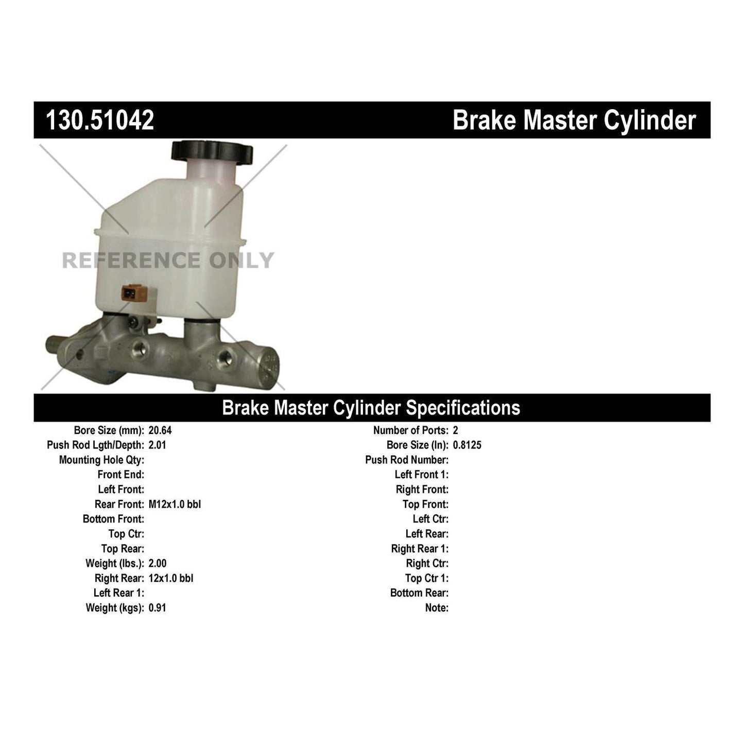 Centric Parts Brake Master Cylinder Premium for 2007-2010 Hyundai Elantra 130.51042