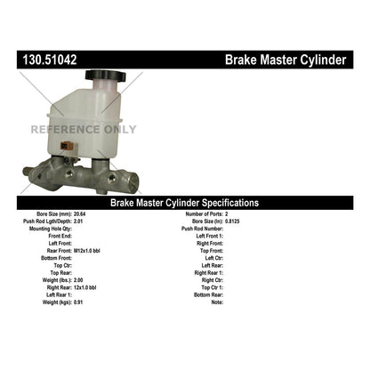 Centric Parts Brake Master Cylinder Premium for 2007-2010 Hyundai Elantra 130.51042