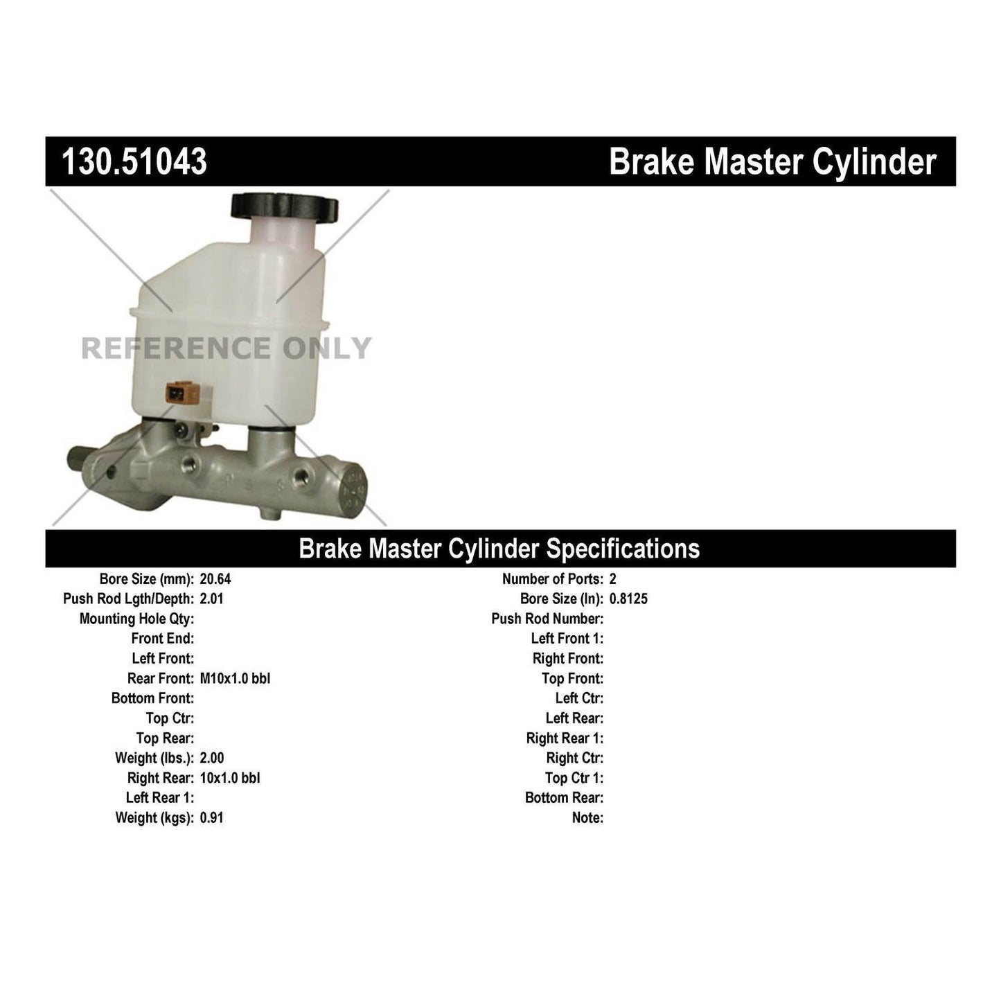 Centric Parts Premium Brake Master Cylinder 130.51043